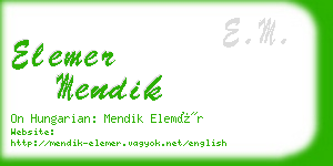 elemer mendik business card
